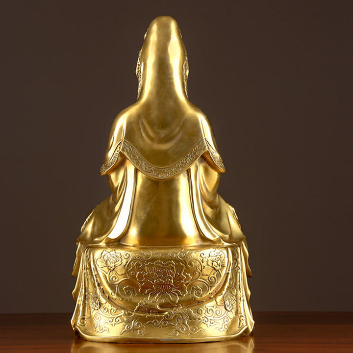 Buddha Stones Kwan Yin Avalokitesvara Ricchezza Ottone Rame Statua Casa Scrivania Decorazione