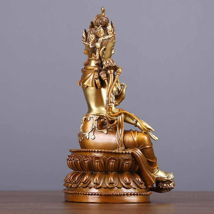 Buddha Stones Bodhisattva Tara Verde Figurina Protezione Ottone Rame Statua Casa Offerta Decorazione