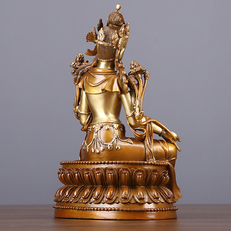 Buddha Stones Bodhisattva Tara Verde Figurina Protezione Ottone Rame Statua Casa Offerta Decorazione