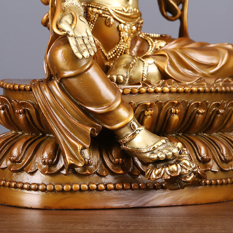 Buddha Stones Bodhisattva Tara Verde Figurina Protezione Ottone Rame Statua Casa Offerta Decorazione
