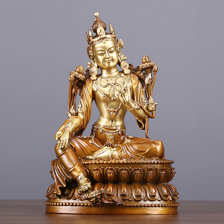 Buddha Stones Bodhisattva Tara Verde Figurina Protezione Ottone Rame Statua Casa Offerta Decorazione