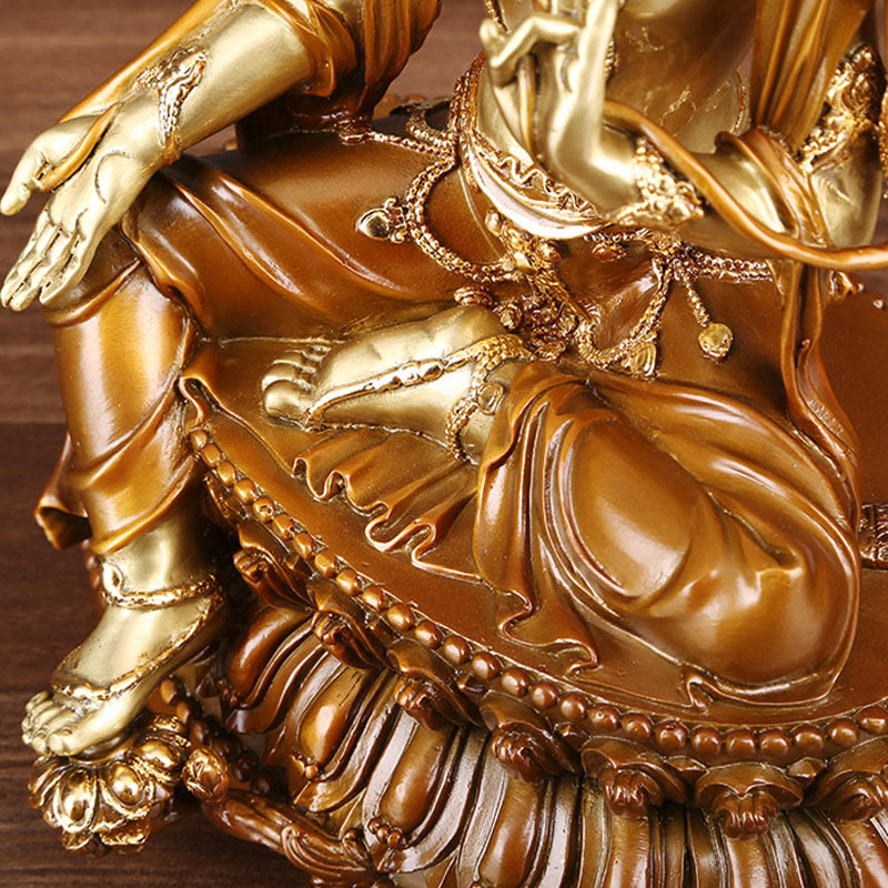 Buddha Stones Bodhisattva Tara Verde Figurina Protezione Ottone Rame Statua Casa Offerta Decorazione
