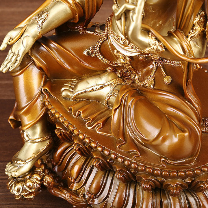 Buddha Stones Bodhisattva Tara Verde Figurina Protezione Ottone Rame Statua Casa Offerta Decorazione