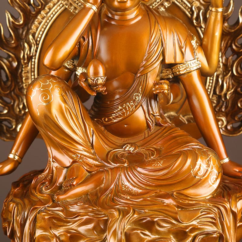 Buddha Stones Kwan Yin Avalokitesvara Successo Ottone Rame Statua Casa Scrivania Altare Decorazione