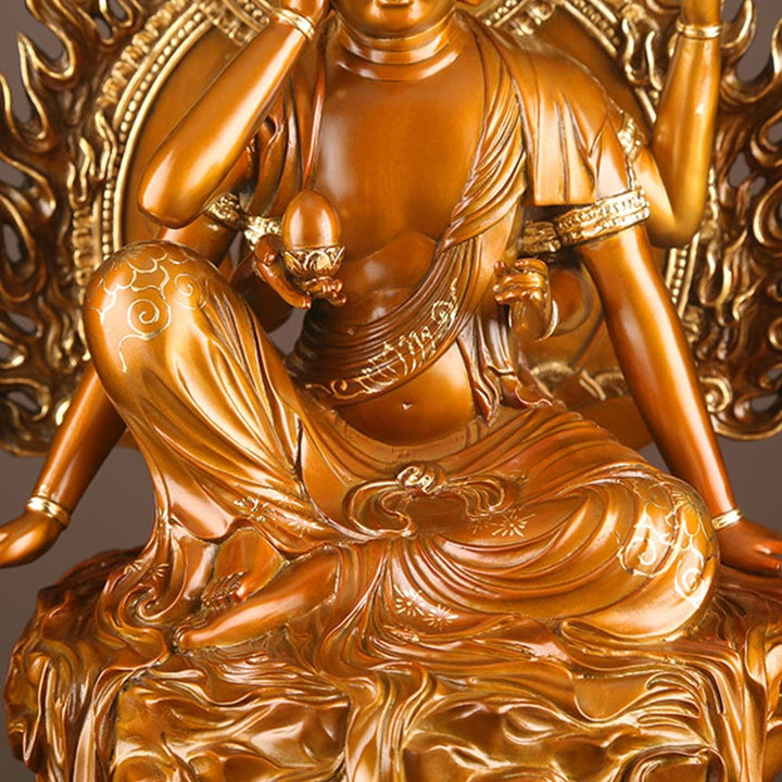 Buddha Stones Kwan Yin Avalokitesvara Successo Ottone Rame Statua Casa Scrivania Altare Decorazione