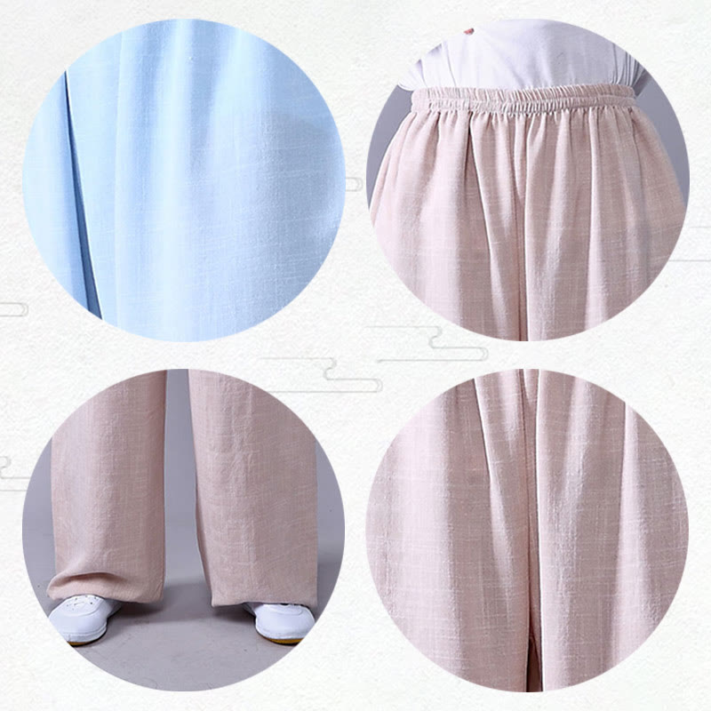 Pantaloni unisex in cotone e lino con elastico in vita, Buddha Stones , per la pratica del Tai Chi Qigong - image 11