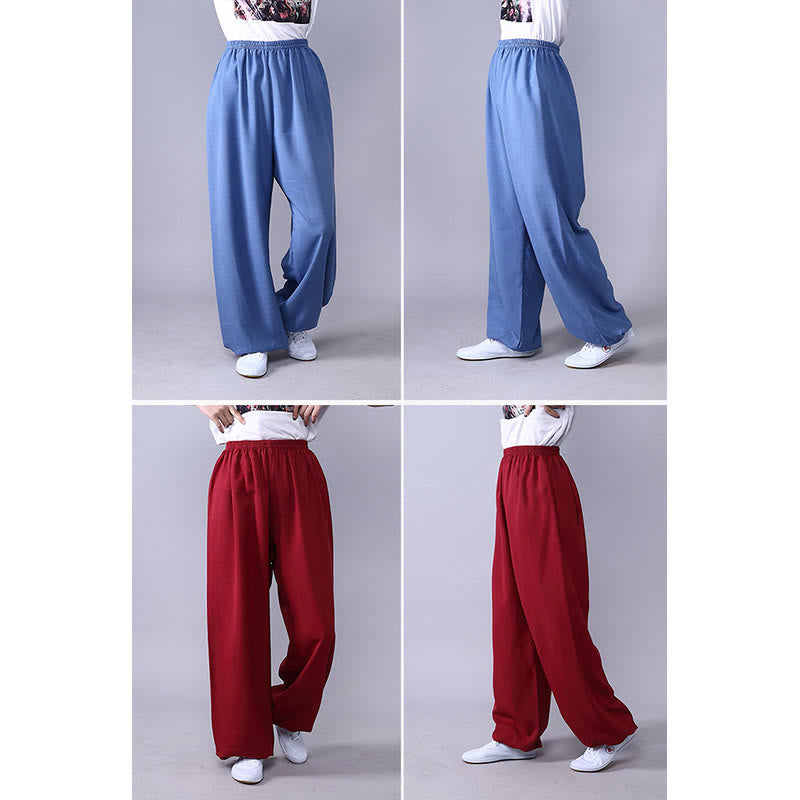 Pantaloni unisex in cotone e lino con elastico in vita, Buddha Stones , per la pratica del Tai Chi Qigong - image 21