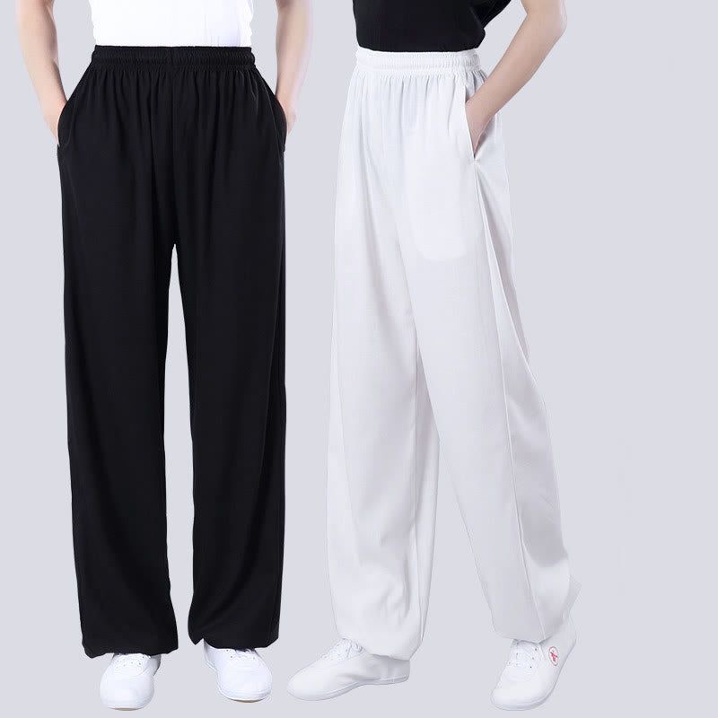 Pantaloni da allenamento in Buddha Stones e lino traspirante con tasche, unisex, estivi, elastici in vita, per Tai Chi e Qigong - image 13