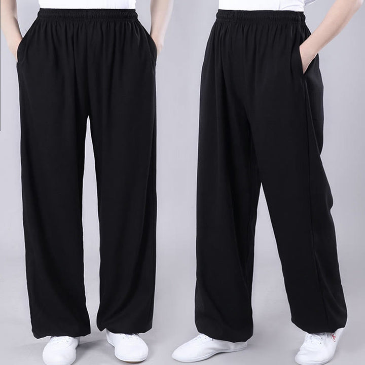 Pantaloni da allenamento in Buddha Stones e lino traspirante con tasche, unisex, estivi, elastici in vita, per Tai Chi e Qigong - image 11