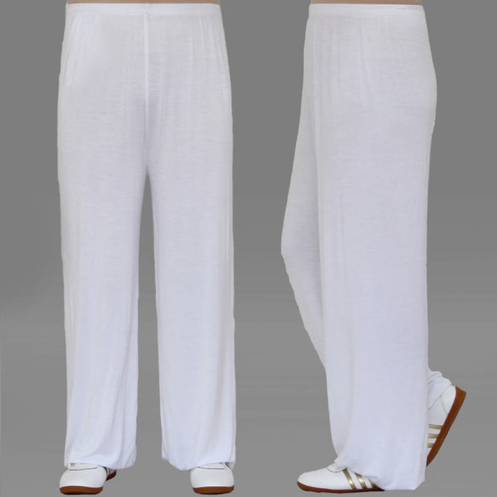 Pantaloni unisex in modal con elastico in vita, estivi, per la pratica del Tai Chi Qigong , Buddha Stones - Bianco - 3XL- ADATTO PER USA/ UK/AU/ EU- 2XL - image 10