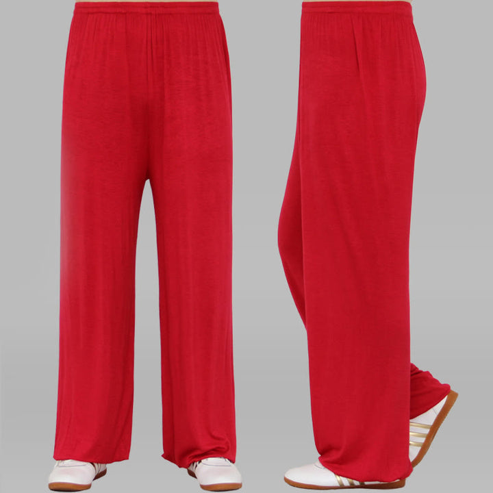 Pantaloni unisex in modal con elastico in vita, estivi, per la pratica del Tai Chi Qigong , Buddha Stones - Rosso - 3XL- ADATTO PER USA/ UK/AU/ EU- 2XL - image 16