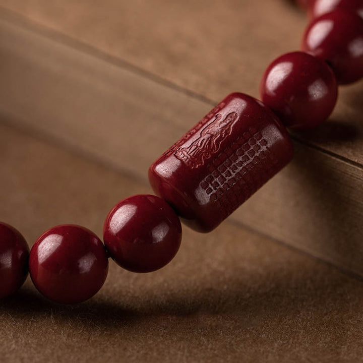 Braccialetto di benedizione del Sutra del cuore di cinabro naturale Buddha Stones
