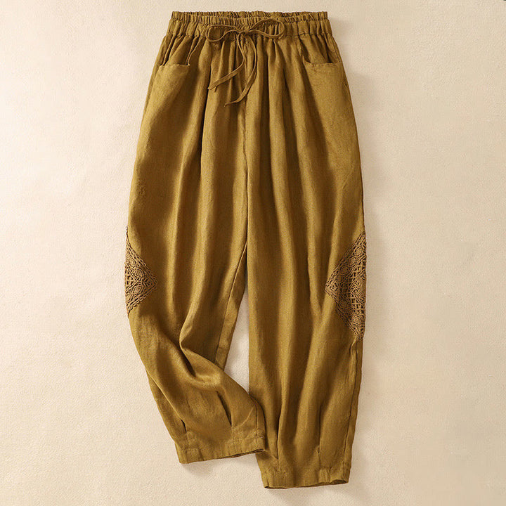 Pantaloni harem con coulisse in cotone con tasche da donna Buddha Stones Summer - Verga d'oro - US8-10, UK/AU12-14, EU40-42 (2XL) - image 19