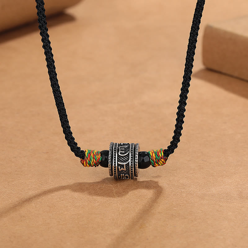 Buddha Stones Tibet Om Mani Padme Hum Svastica PiXiu Rame Saggezza Corda Collana Pendente - Om Mani Padme Hum - image 1