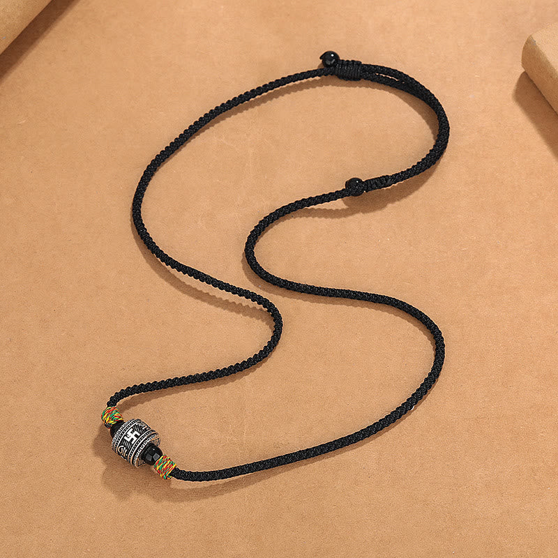 Buddha Stones Tibet Om Mani Padme Hum Svastica PiXiu Rame Saggezza Corda Collana Pendente - image 3