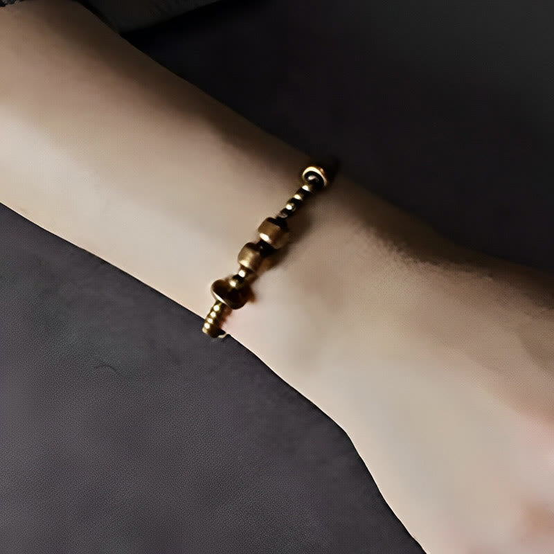 Bracciale Buddha Stones Vintage Rame Ottone Blance Wealth