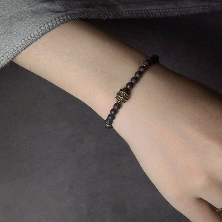 Buddha Stones Supporto Guarigione Perline di Roccia Lavica Braccialetto di Rame