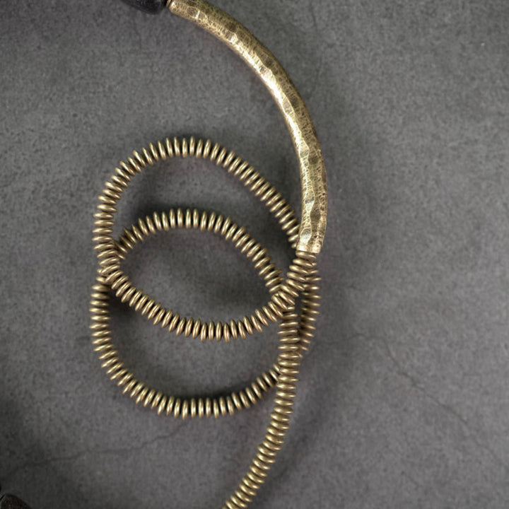 Braccialetto di guarigione multistrato in rame con perline di legno di ebano tibetano Buddha Stones vintage Peace