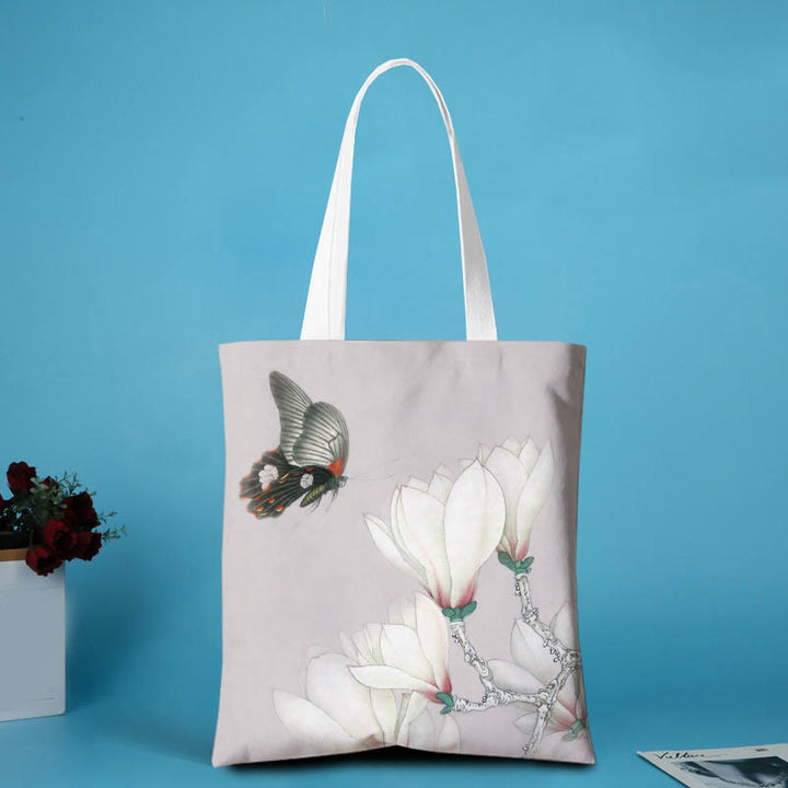 Borsa a tracolla in tela con motivo peonia Buddha Stones