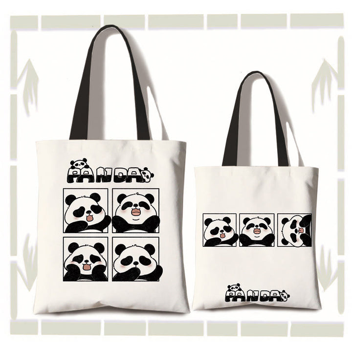 Borsa a tracolla per la spesa con panda carino in tela fatta a mano, grande capacità , Buddha Stones