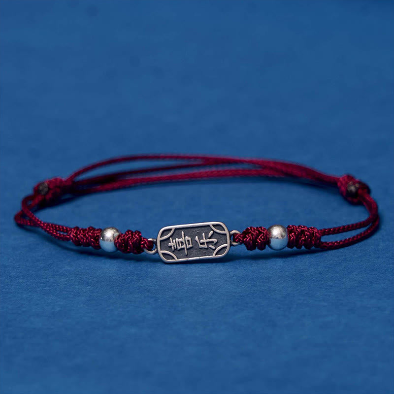 Bracciale intrecciato in argento sterling 925 fatto a mano con Buddha Stones, pace e gioia, protezione sicura e benefica
