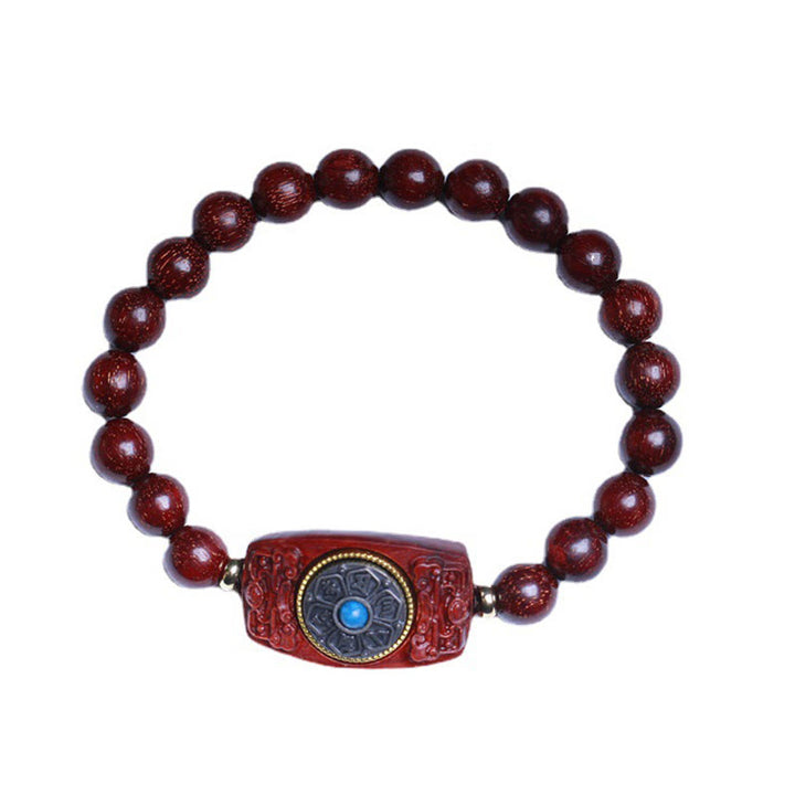 Buddha Stones Piccola foglia Sandalo rosso Sandalo verde Sei vere parole Bracciale della pace