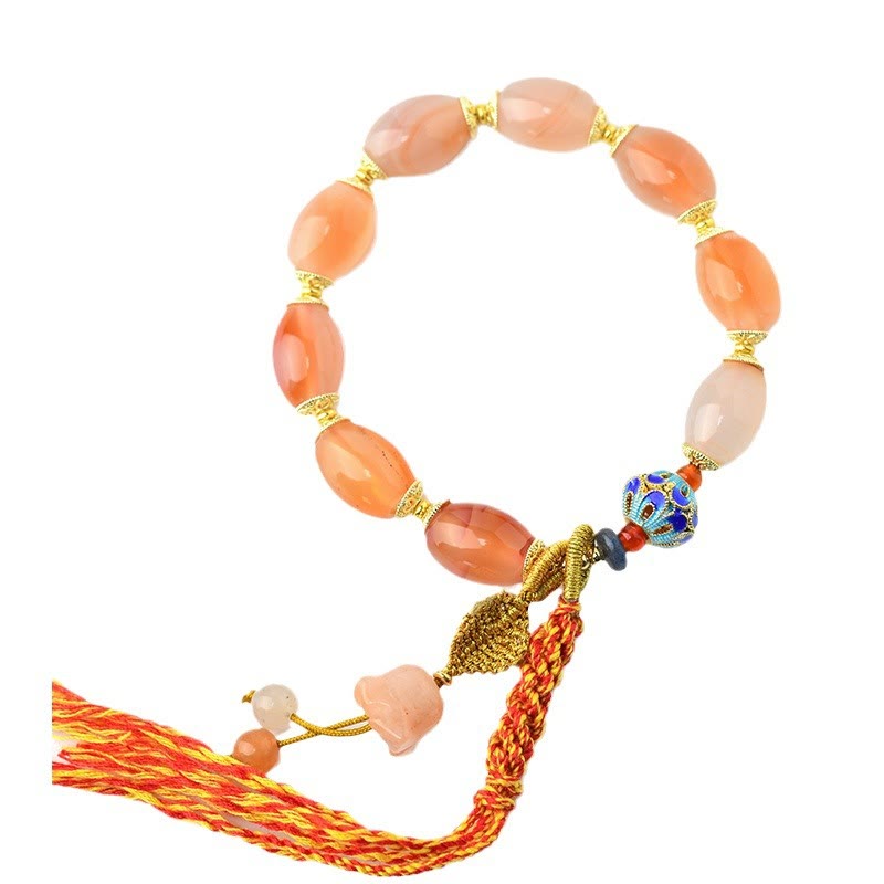 Bracciale Buddha Stones Tibetano Giada Bianca Agata Forza Fiducia