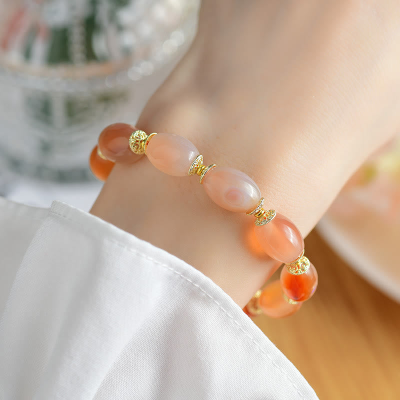 Bracciale Buddha Stones Tibetano Giada Bianca Agata Forza Fiducia