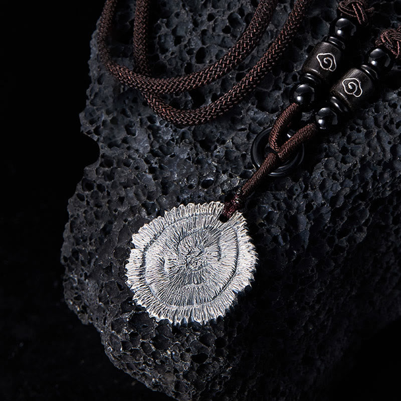 Collana pendente in corda di cotone Sophora Flavescens in argento sterling 999 Buddha Stones