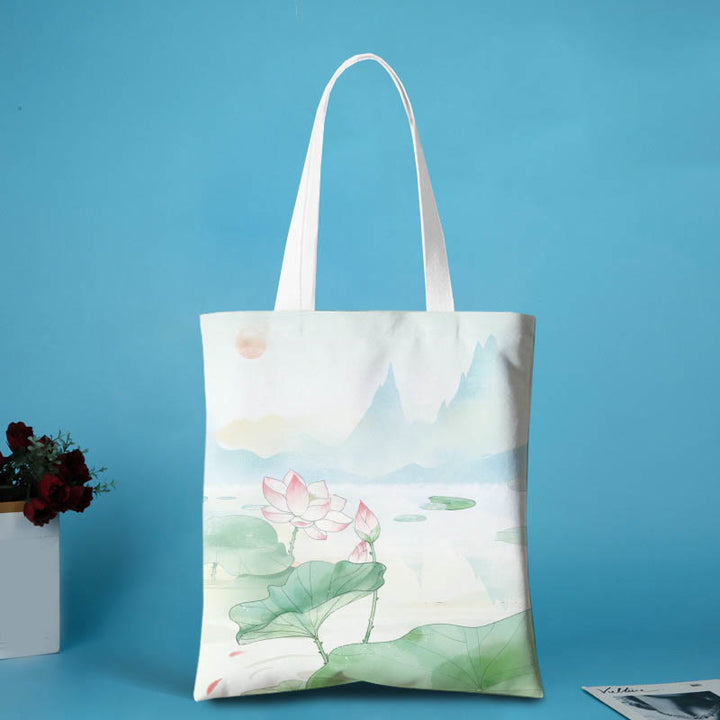 Borsa a tracolla in tela e metallo con motivo Buddha Stones Lotus