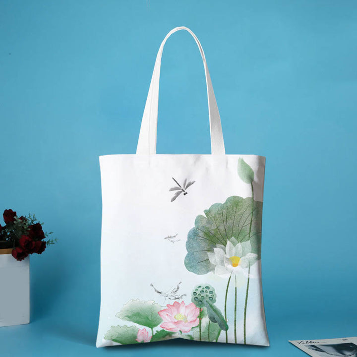 Borsa a tracolla in tela e metallo con motivo Buddha Stones Lotus