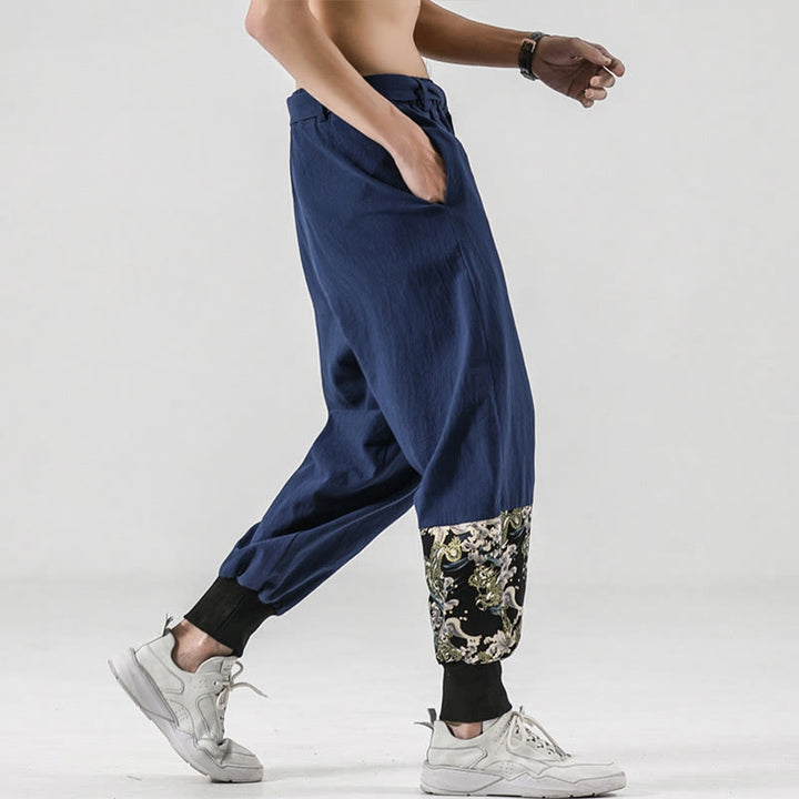 Pantaloni harem da uomo in cotone con lacci e tasche Buddha Stones Ocean Waves - image 31