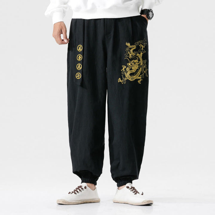 Pantaloni da uomo in cotone con tasche , Buddha Stones, nuvole di buon auspicio, drago - image 3