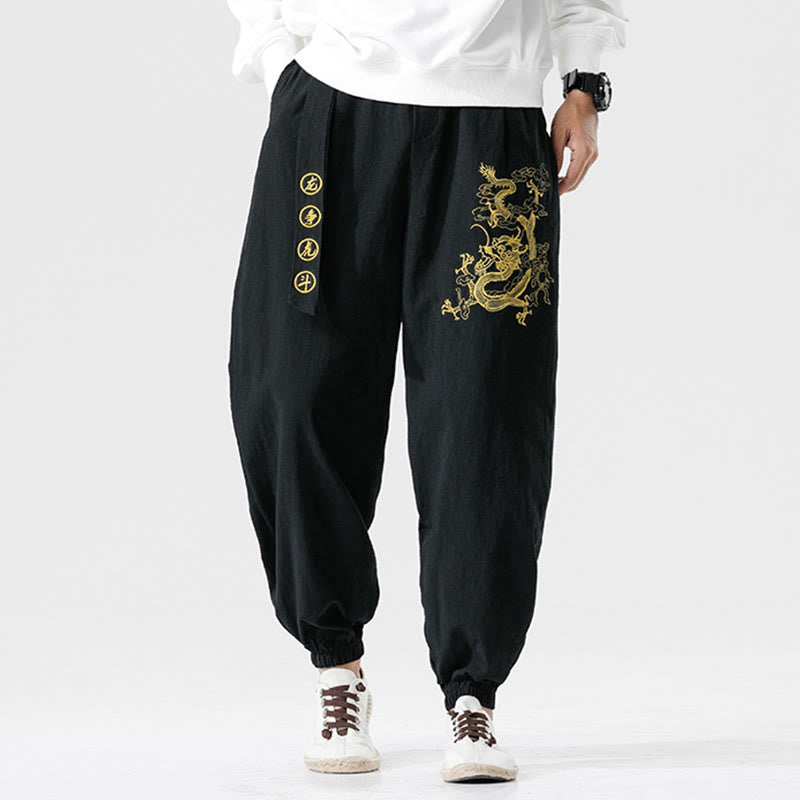 Pantaloni da uomo in cotone con tasche , Buddha Stones, nuvole di buon auspicio, drago - image 6
