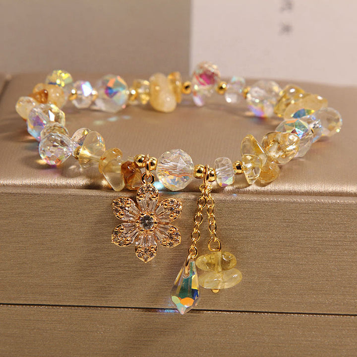 Braccialetto di guarigione spirituale Buddha Stones, ametista, citrino, cristallo bianco, zircone, fiore