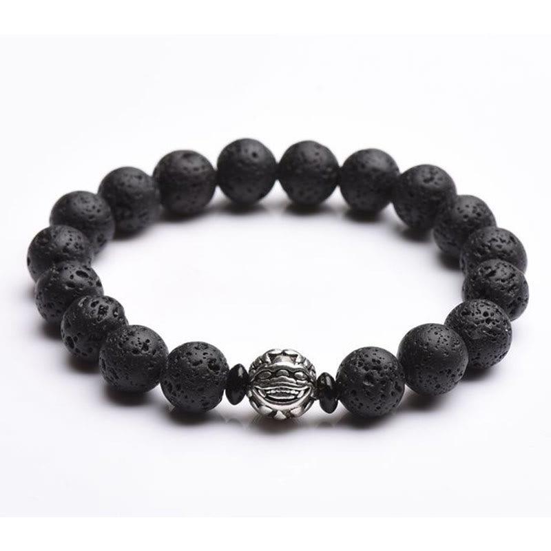 Braccialetto Buddha Stones Lava Rock Beads Rame Bianco PiXiu Wealth