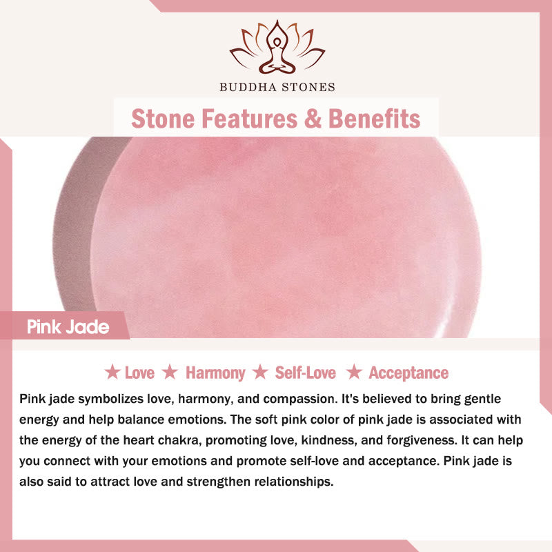 Buddha Stones Braccialetto di giada rosa antico naturale per l'amore di sé
