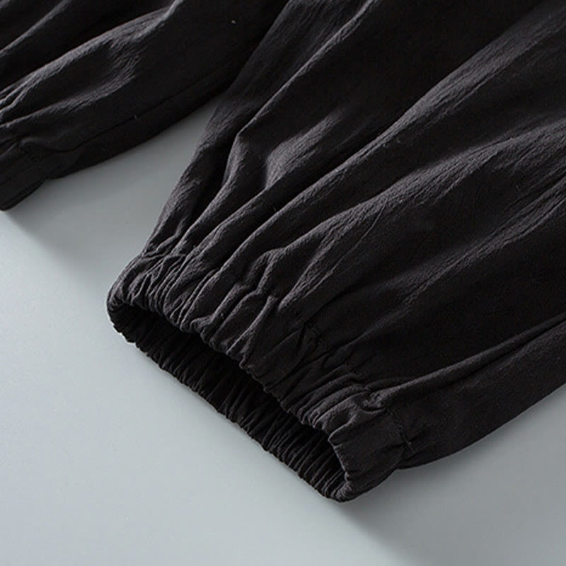 Buddha Stones Tang Frog-Bottone Camicia Manica Tre Quarti Pantaloni Abito Uomo