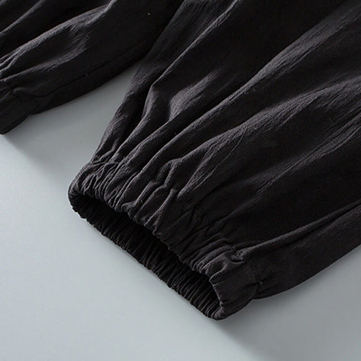 Buddha Stones Tang Frog-Bottone Camicia Manica Tre Quarti Pantaloni Abito Uomo