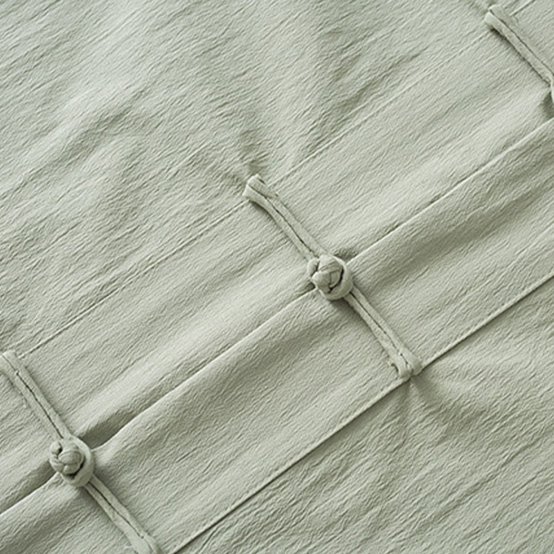 Buddha Stones Tang Frog-Bottone Camicia Manica Tre Quarti Pantaloni Abito Uomo