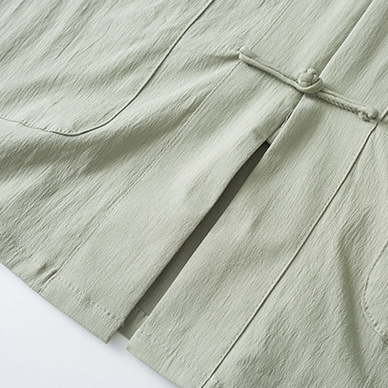 Buddha Stones Tang Frog-Bottone Camicia Manica Tre Quarti Pantaloni Abito Uomo