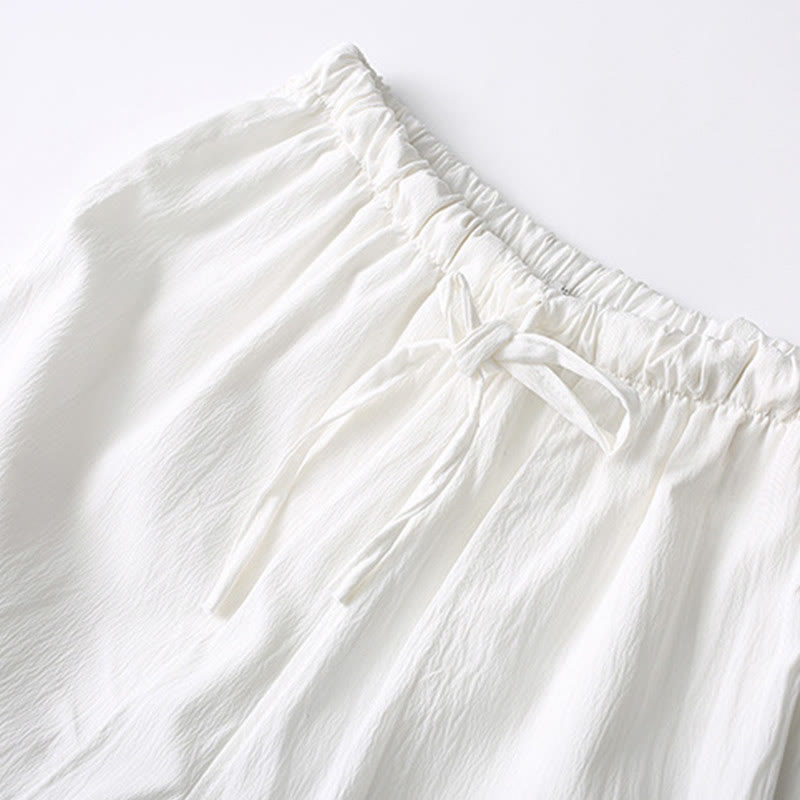 Buddha Stones Tang Frog-Bottone Camicia Manica Corta Pantaloni Gamba Larga Abito Uomo