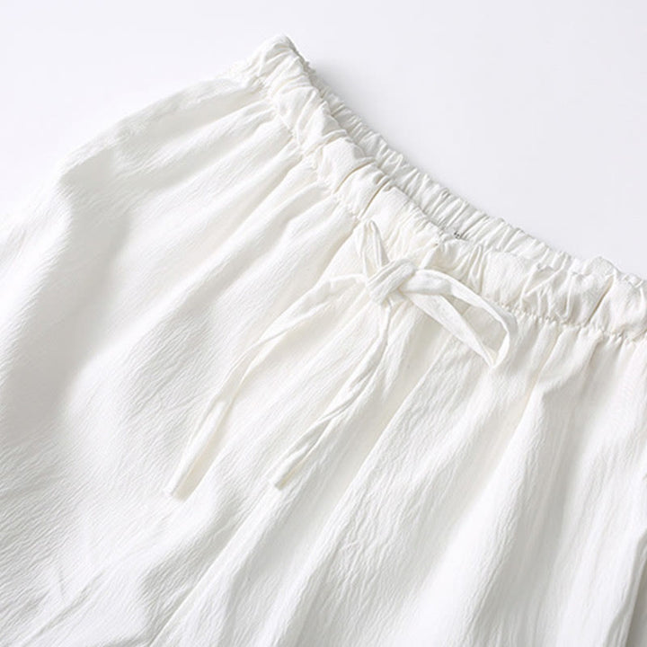 Buddha Stones Tang Frog-Bottone Camicia Manica Corta Pantaloni Gamba Larga Abito Uomo