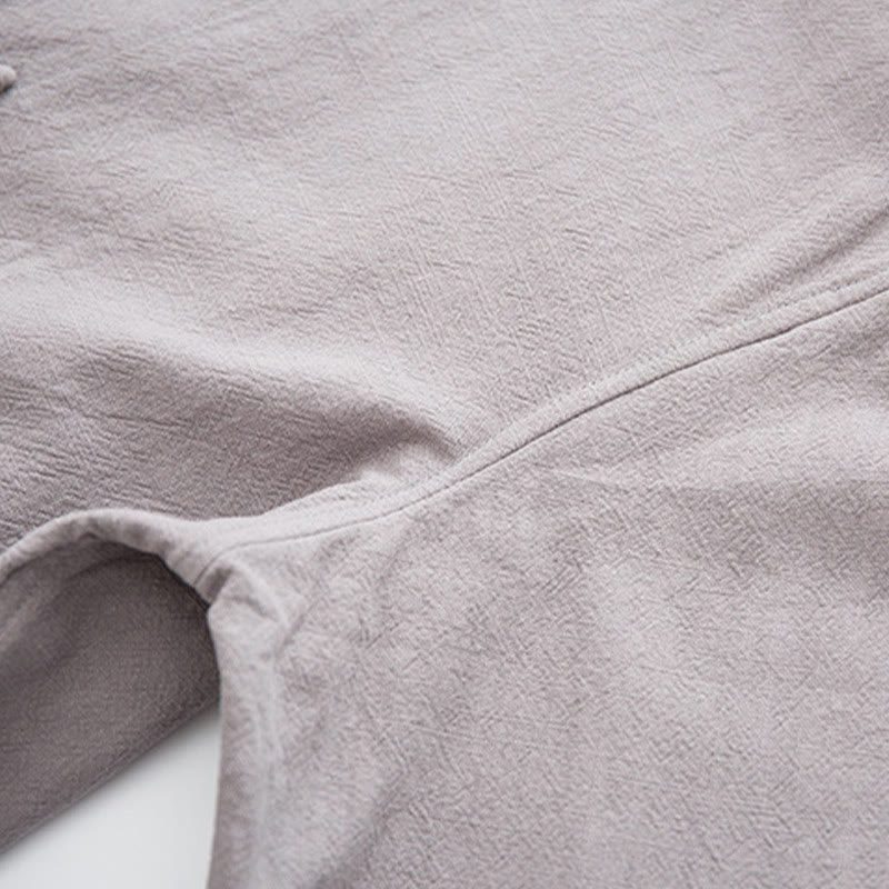 Buddha Stones Tang Frog-Bottone Camicia Manica Lunga Cotone Lino Abbigliamento Uomo - image 23