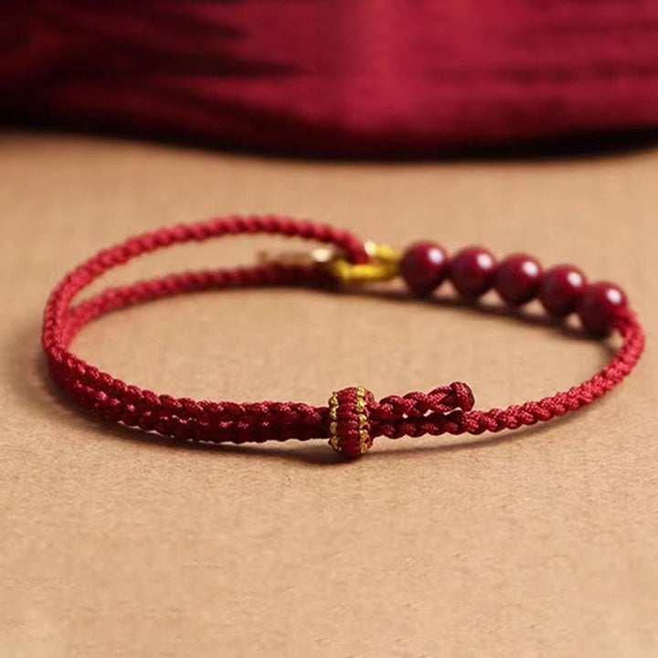 Buddha Stones, perline di carattere Fu, benedizione, braccialetto intrecciato fatto a mano con filo rosso