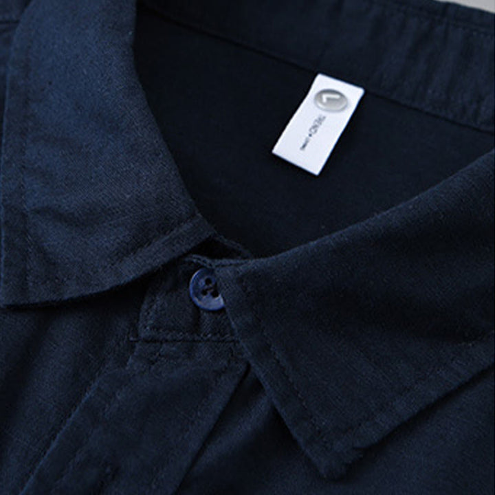 Camicia da uomo in cotone confortevole a maniche lunghe con colletto rovesciato e tasca, colore puro , Buddha Stones - image 38