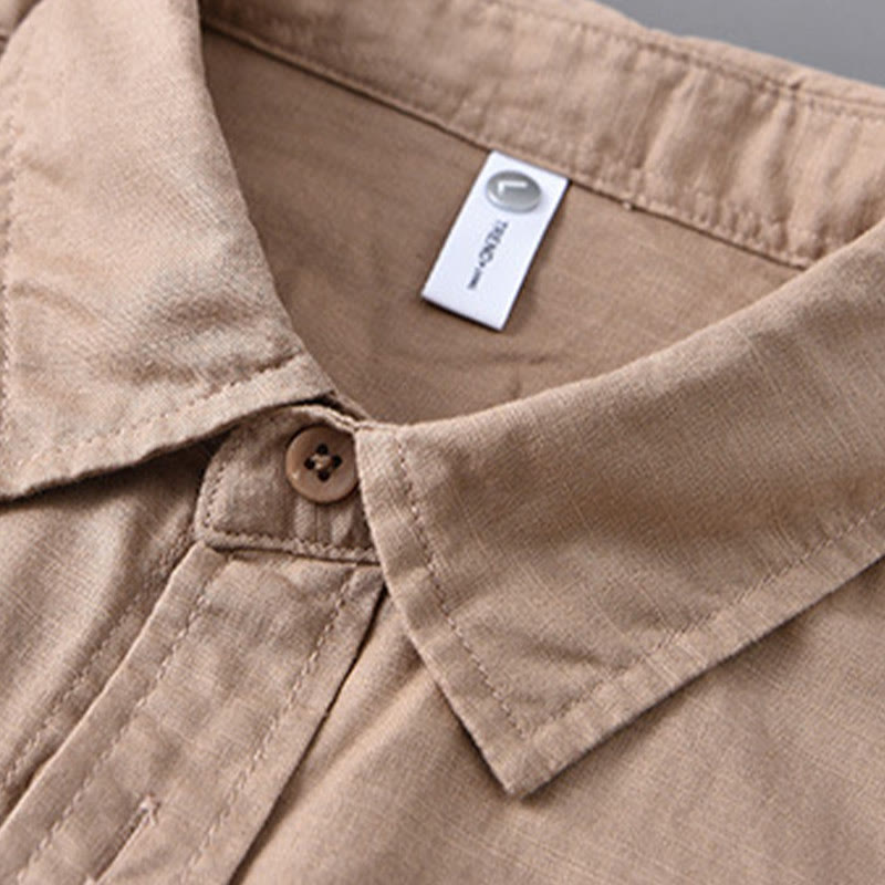 Camicia da uomo in cotone confortevole a maniche lunghe con colletto rovesciato e tasca, colore puro , Buddha Stones - image 22