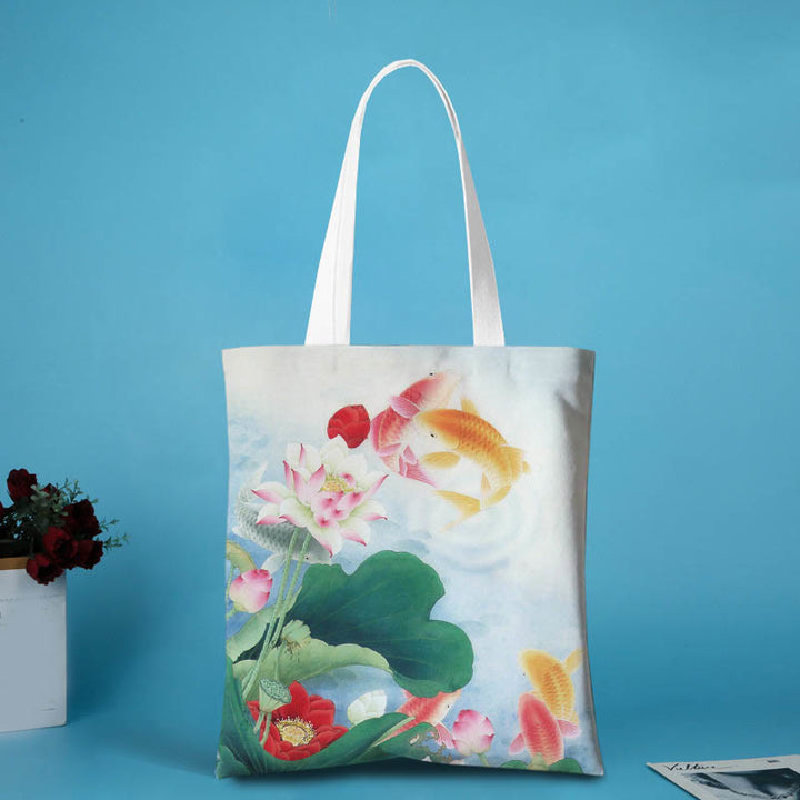 Borsa a tracolla in tela a forma di loto Buddha Stones