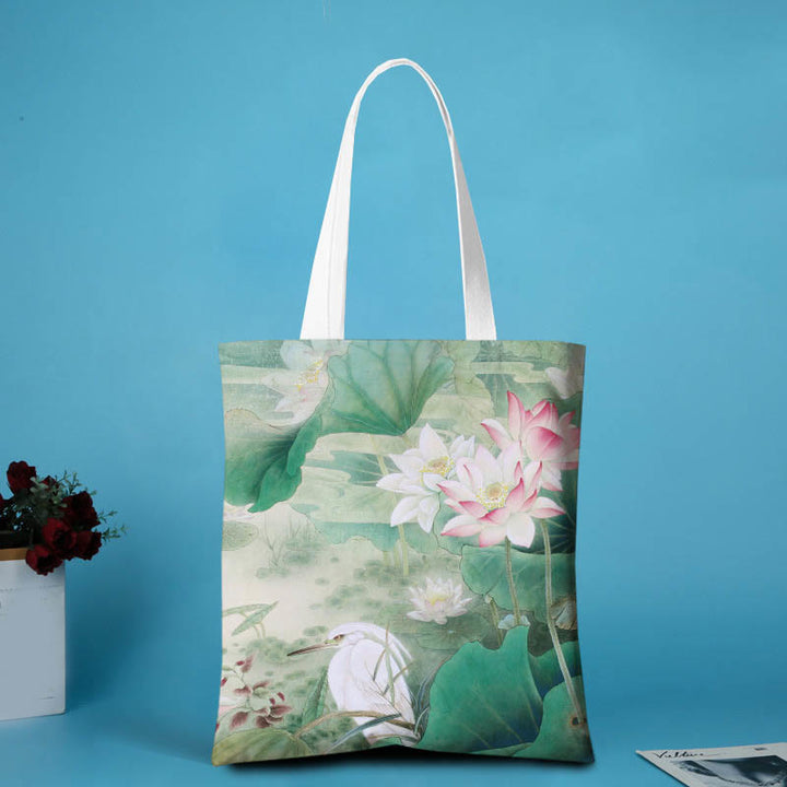 Borsa a tracolla in tela a forma di loto Buddha Stones