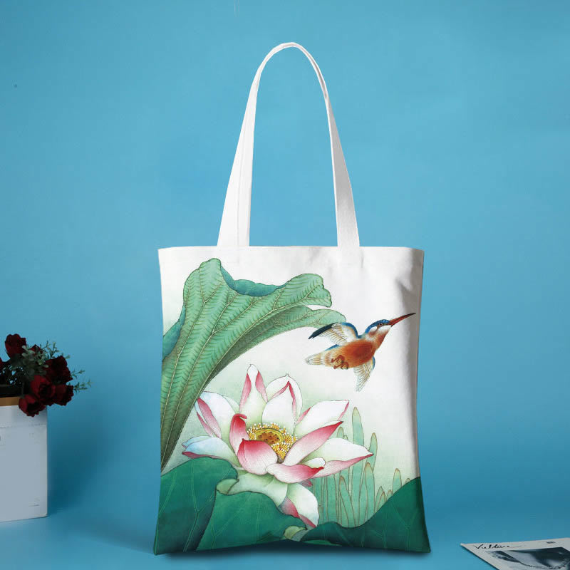 Borsa a tracolla in tela a forma di loto Buddha Stones